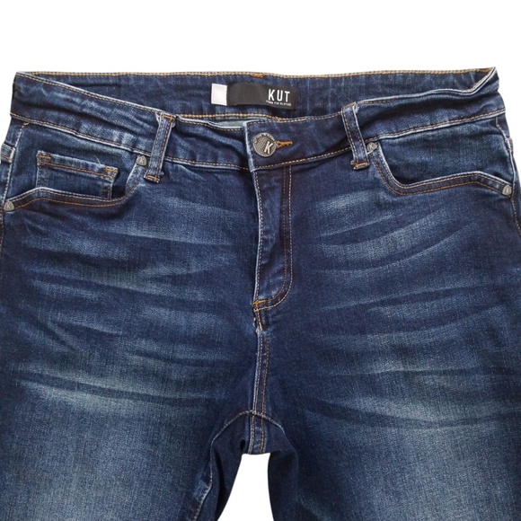 Kut from the Kloth Frayed Hem Bermuda Jean Shorts Size 10 - Picture 4 of 14